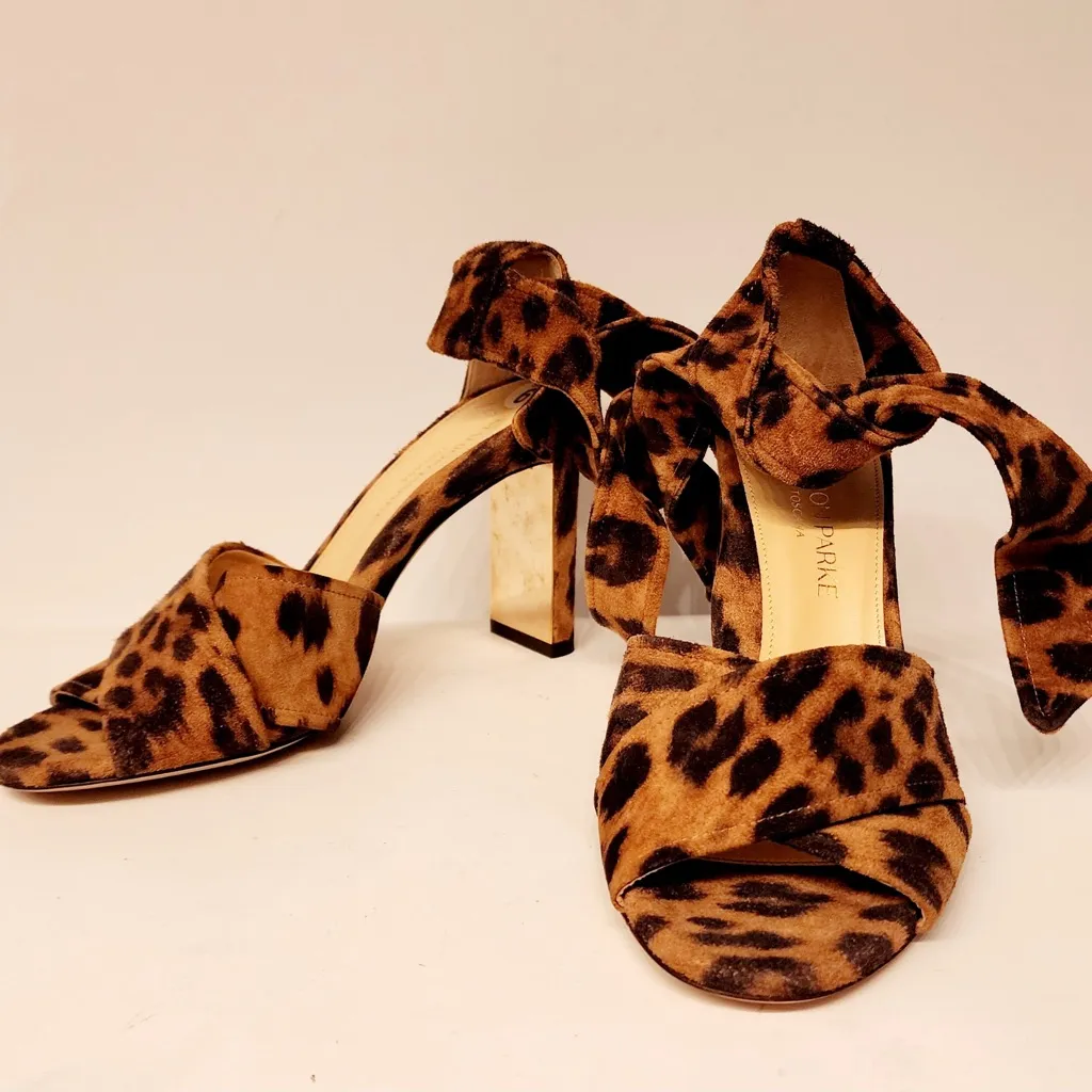 MARION PARKE Bella Leopard Brown & Black Suede Ankle Wrap Sandal Women’s Size 6 - Image 5
