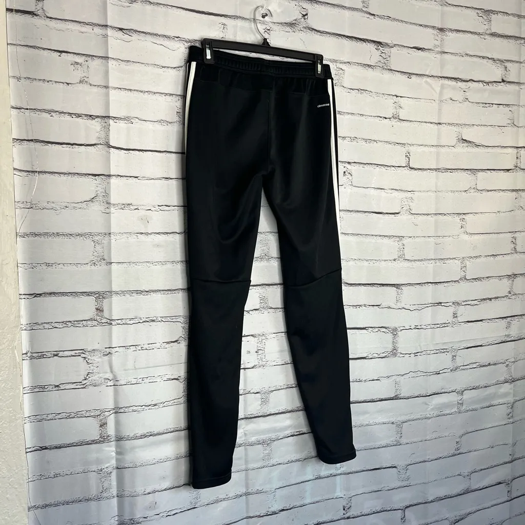 Adidas Black and White Track Pants with Tapered Fit Joggers SZ S Y2K Classic - Image 10