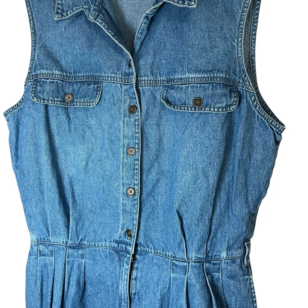 VTG 90s-Y2K Blue Denim Sleeveless Romper Plus Sz 20W 100% Cotton St. John’s Bay - Image 4