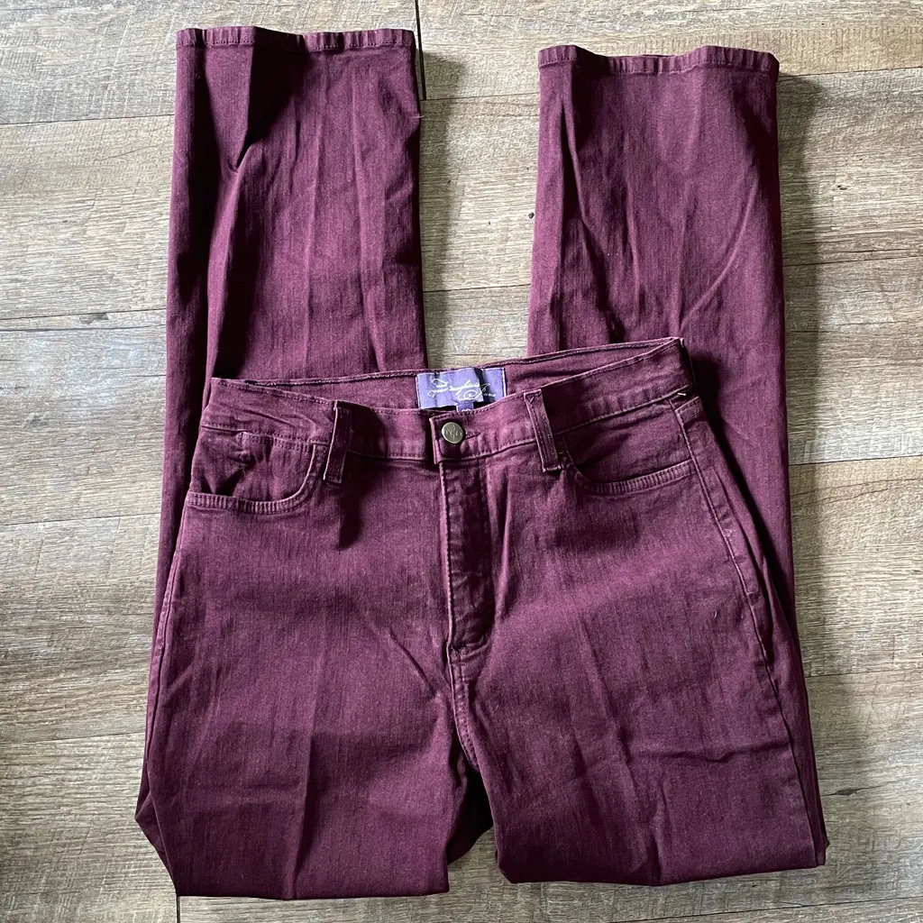 Not Your Daughters Jeans NYDJ Deep Burgundy Straight Leg Denim Jeans - Image 2