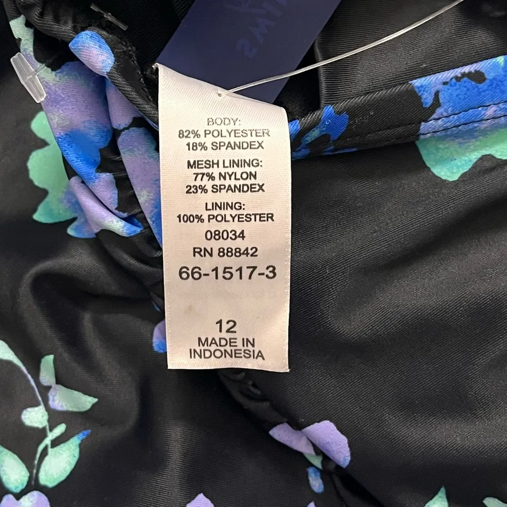 Swimsuits for All Sarong Front One Piece Swimsuit Blue Floral 12 New - Image 8