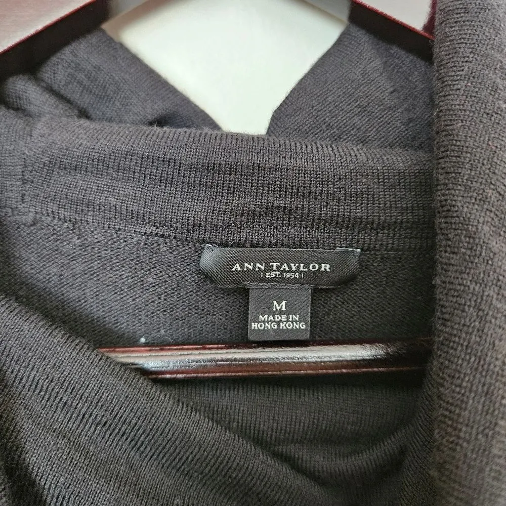 Ann Taylor Dress Long Sleeve Turtleneck Black Knit Merino Wool Business Casual - Image 8