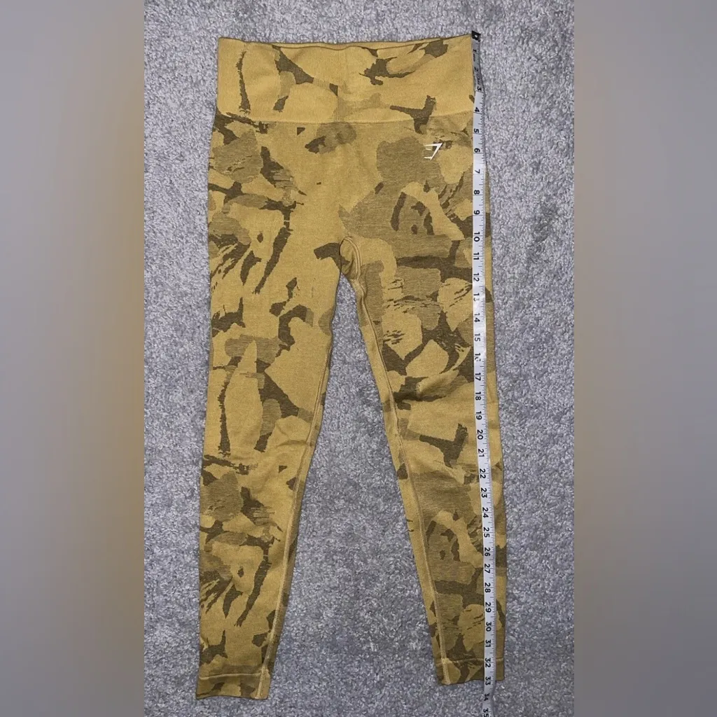 Gymshark Womens Adapt Camo Seamless Activewear Workout Leggings Savanna Yellow M - Image 2