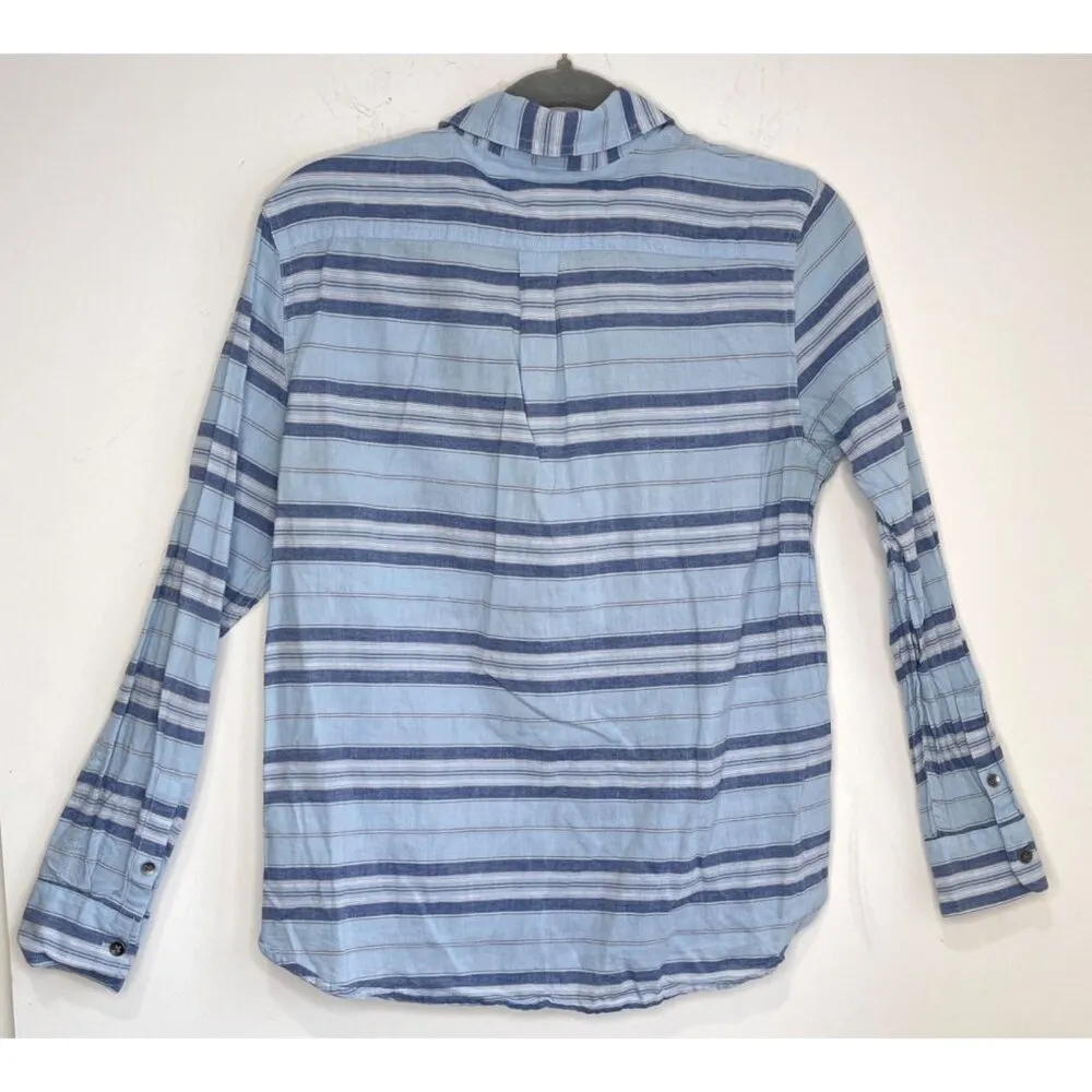 Chaps Striped Henley Button Down Long Sleeve Shirt Size S - Image 4