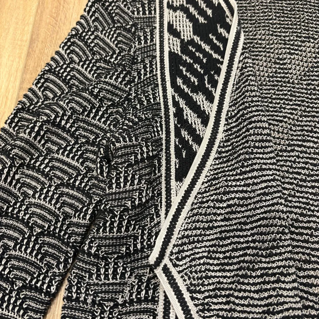 🌟NIC + ZOE🌟 BLOCKED JACQUARD KNIT OPEN FRONT SWEATER BLACK / BEIGE SZ PETITE L - Image 3