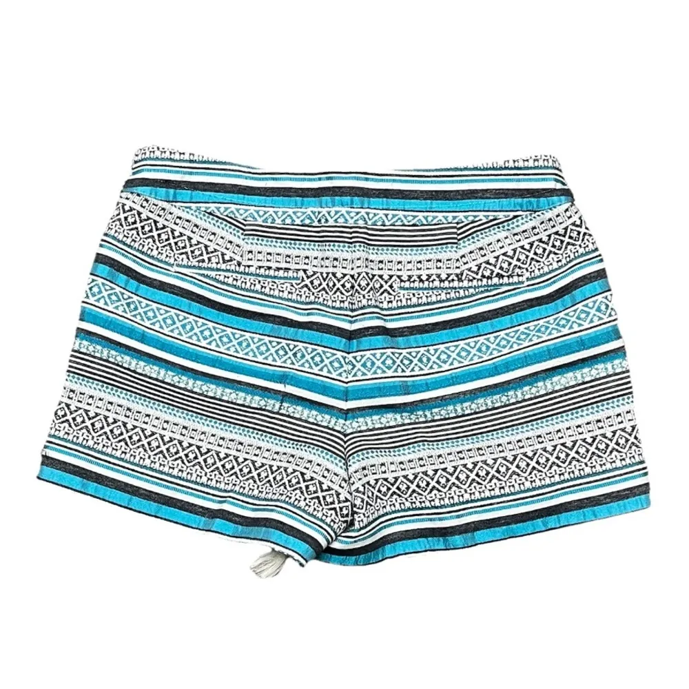 Ann Taylor Loft Womens Shorts 10 Blue Midnrise  Riviera Boho Aztec Tassels Tribe - Image 3