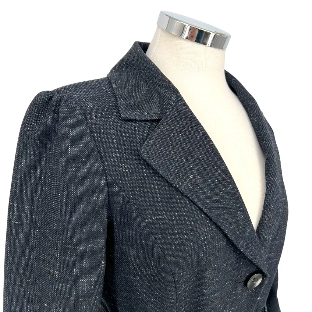 Classiques Entier Wool Linen Tie Waist Blazer Jacket Navy Blue Size 6 - Image 3