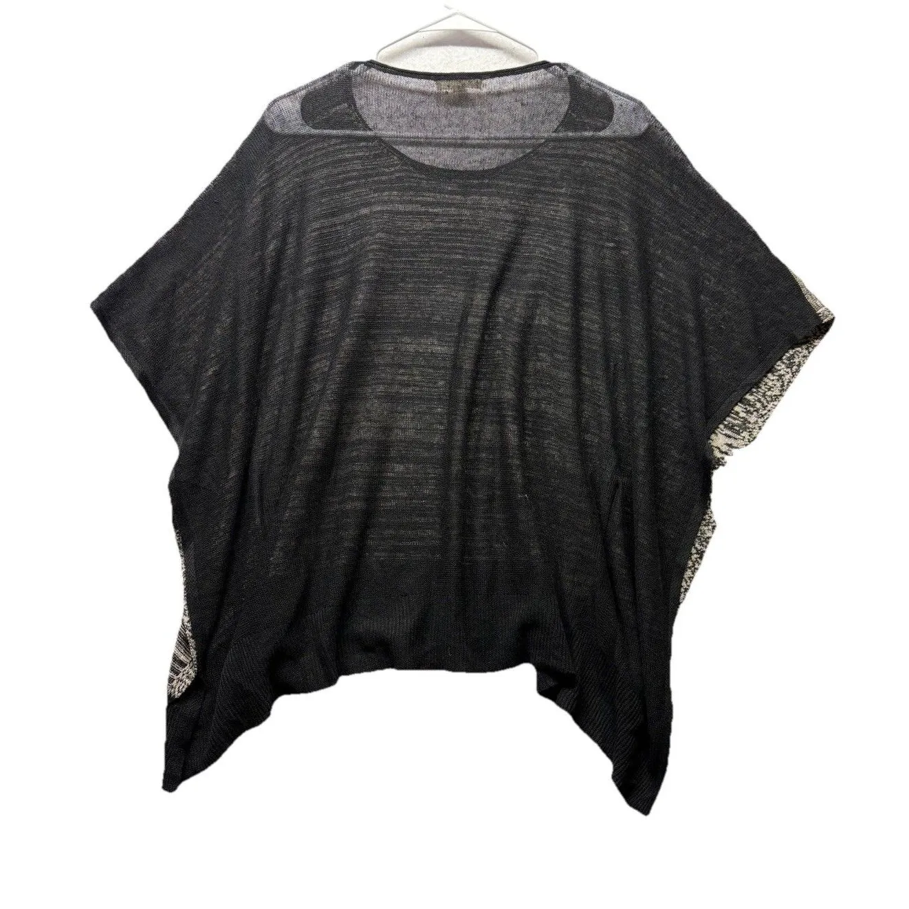 Eileen Fisher Women's 100% Organic Linen Textured Weave Poncho One Size B&W - Image 4