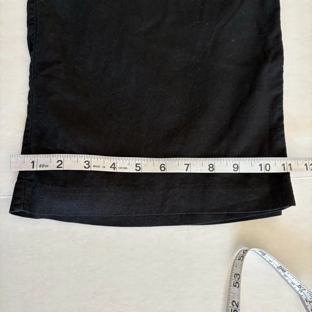 Old Navy High waisted Linen blend Cropped Wide Leg pants Black small - Image 14