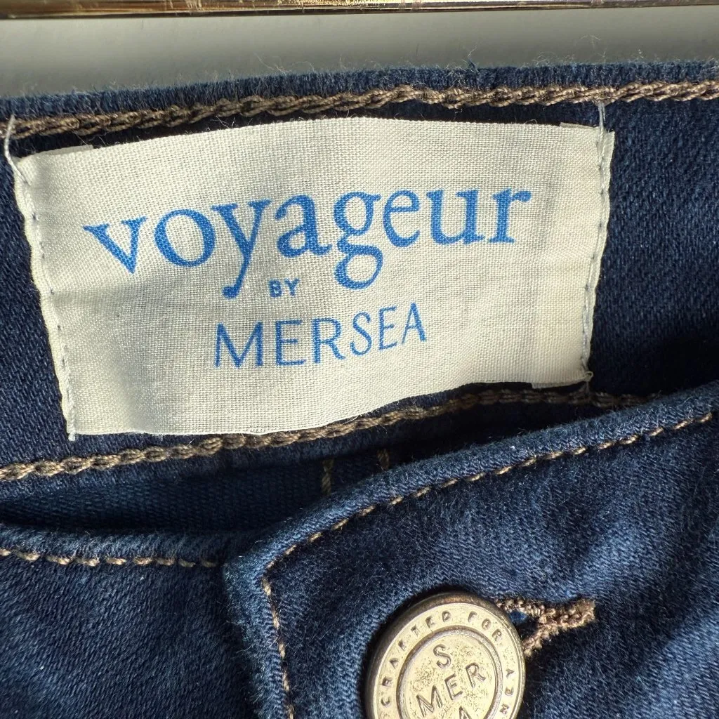 Mersea Voyageur Jeans Nomad Cropped Mini Boot Cut Dark Wash Stretch NWOT Sz 26 Blue - Image 4