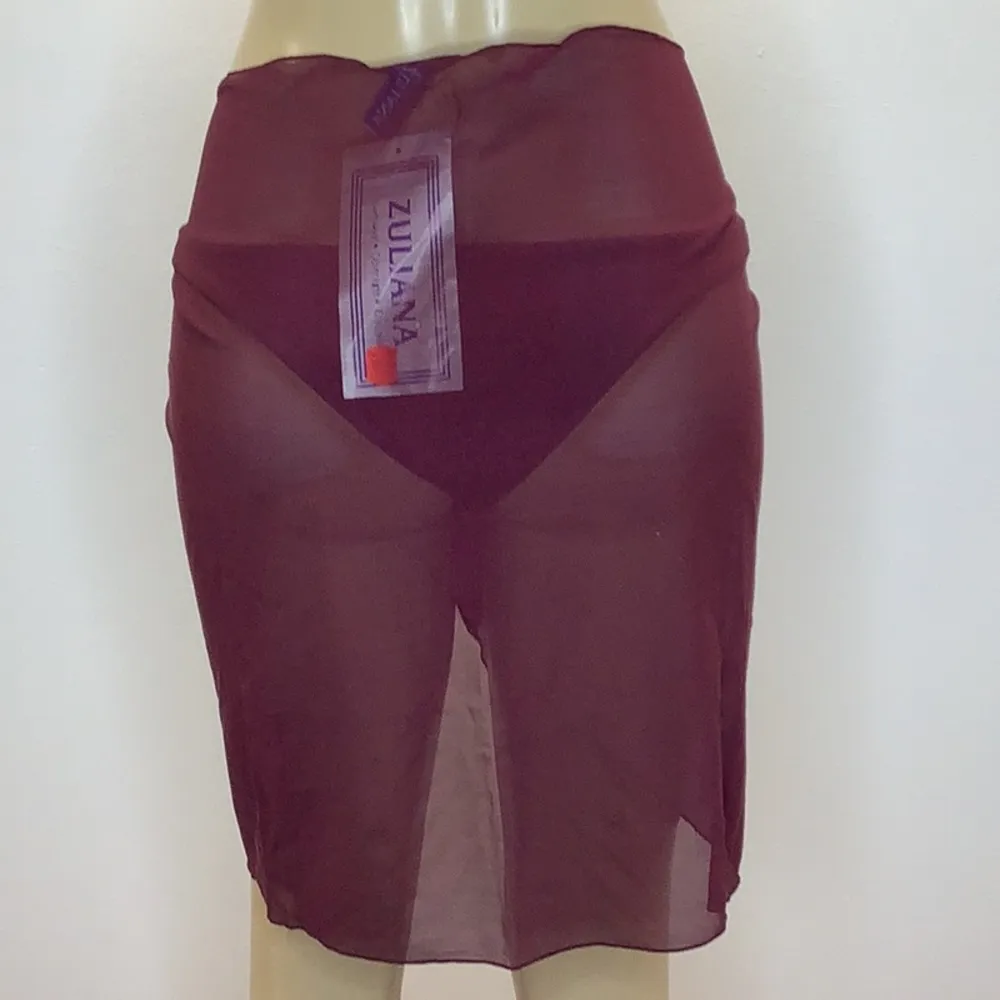 Zuliana Burgundy Mesh Sarong. Made In USA. New With Tags. Size undefined - Image 3