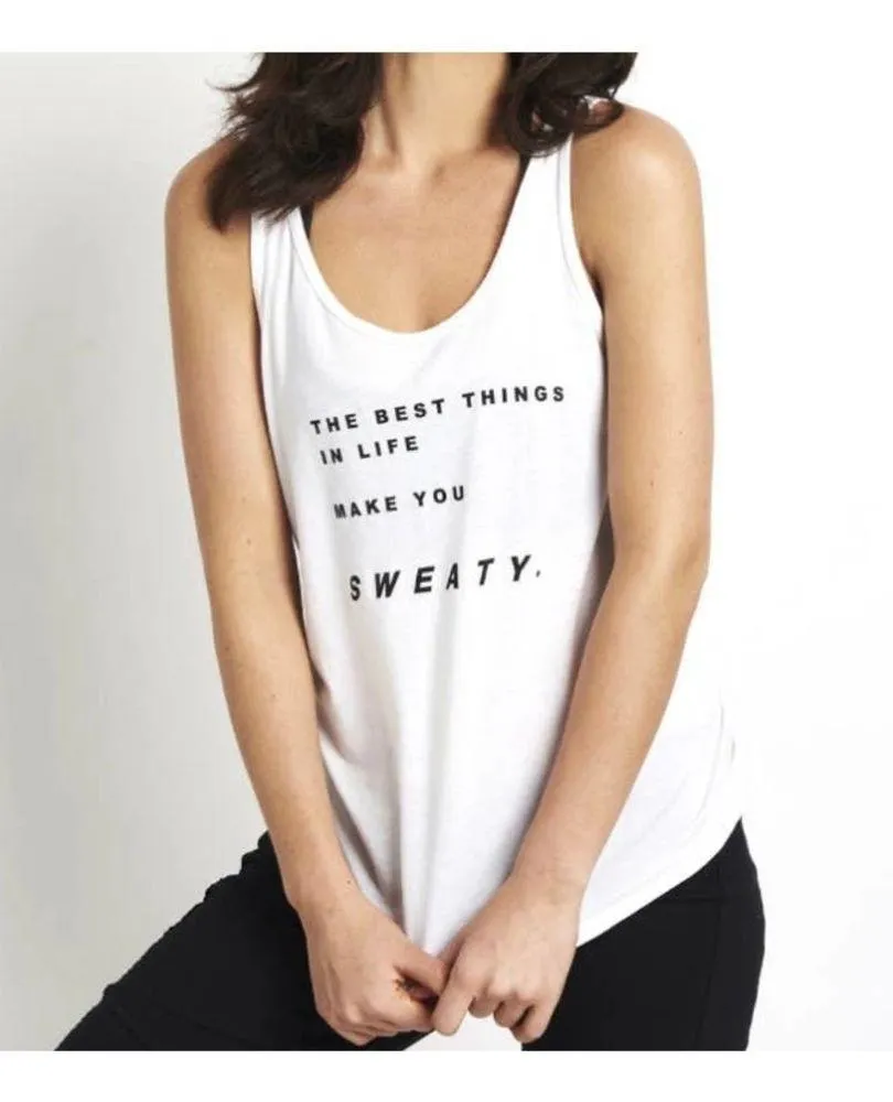 Good hYouman Black The Best Things in Life Make You Sweaty Preppy Tracy Tank S - Image 2