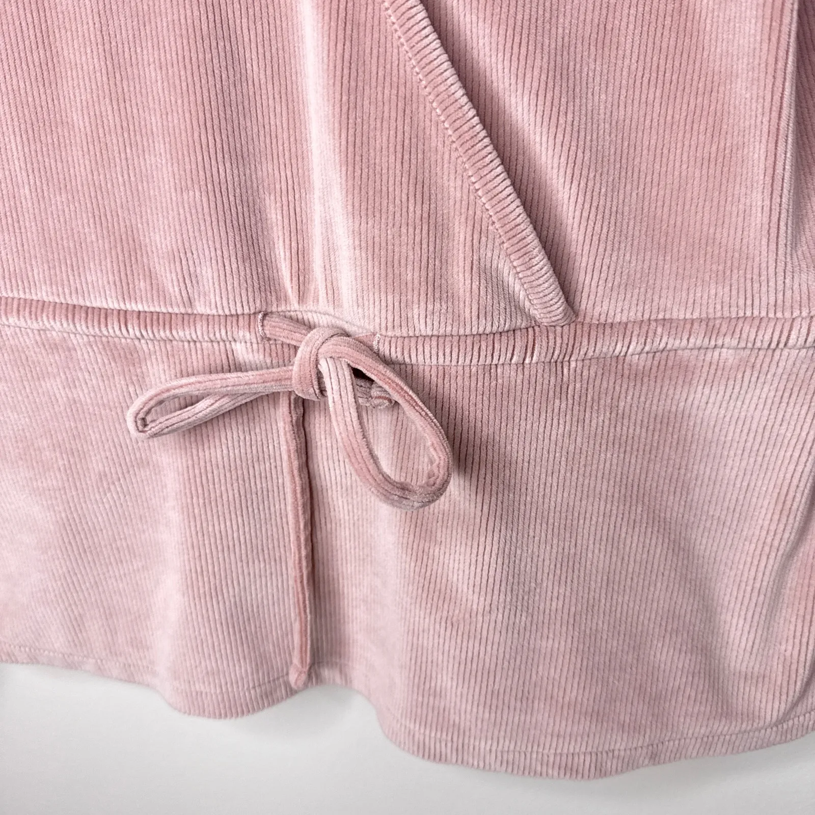 Madwell‎ Ribbed Velvet Surplice Peplum XS Top Mauve Dusty Rose Long Sleeves Soft - Image 2