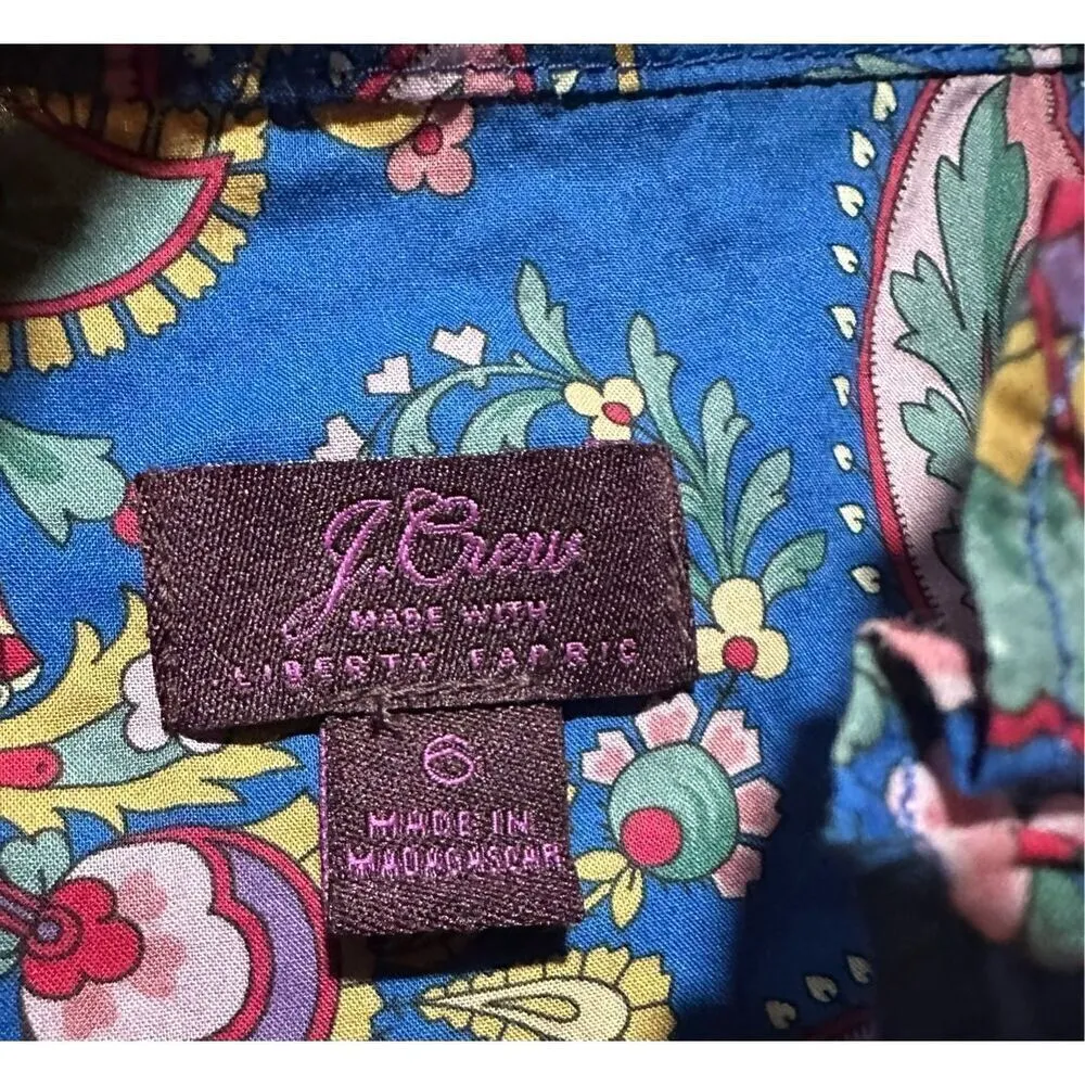 J. Crew Liberty Floral Belle Ruffle Neck Top in Flora Belle Blue Multi Sz 6 - Image 6
