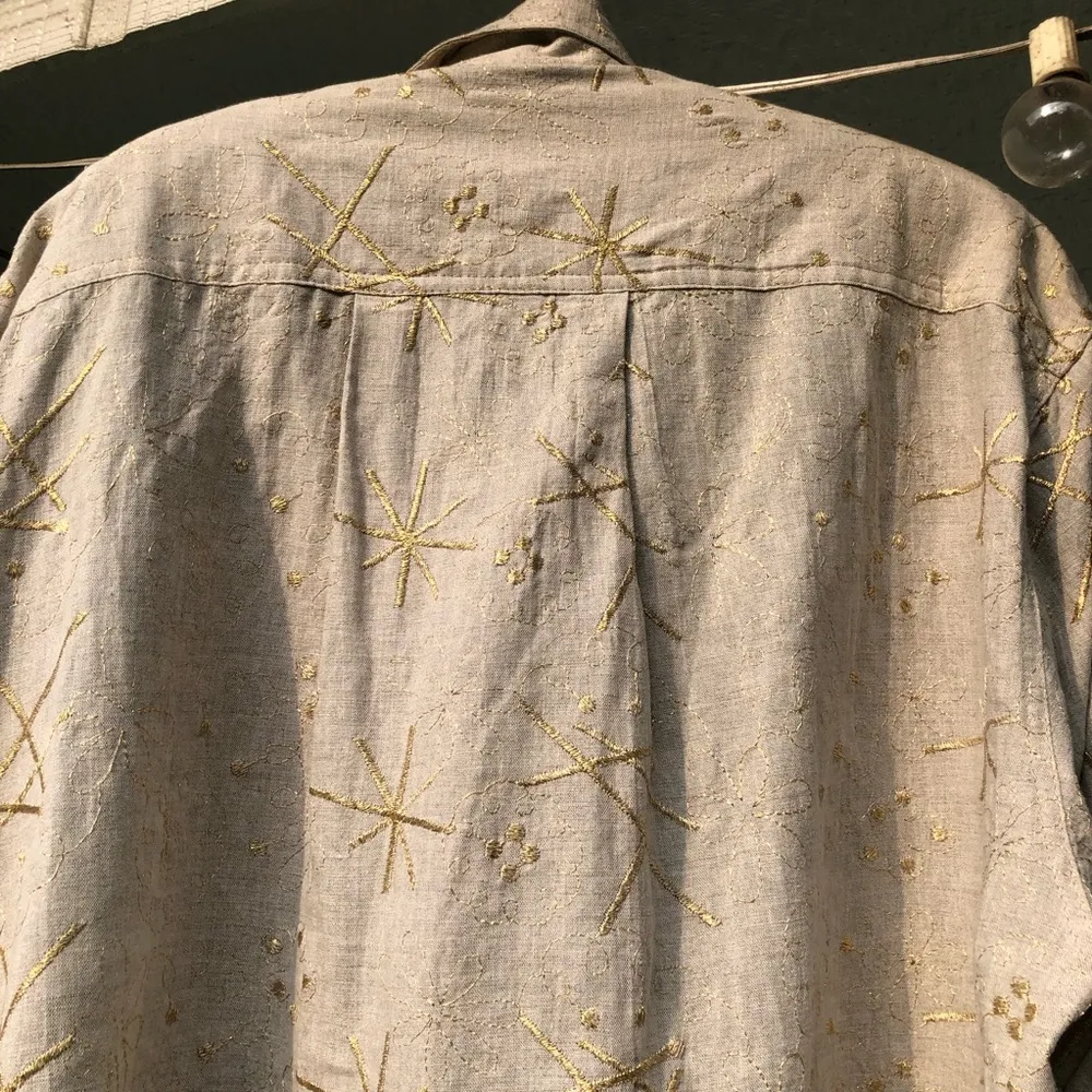 Vintage 80s Gene Ewing BIS Embroidered Flowers and Stars Jacket Gold Buttons L - Image 15