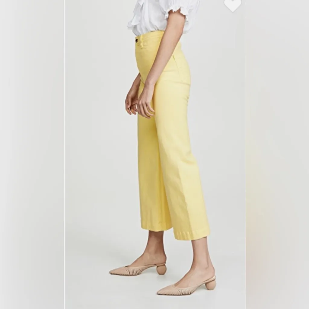 Veronica Beard Cynthia Gaucho CROP WIDE LEG JEANS Denim 12.5” Yellow sz 24 - Image 4