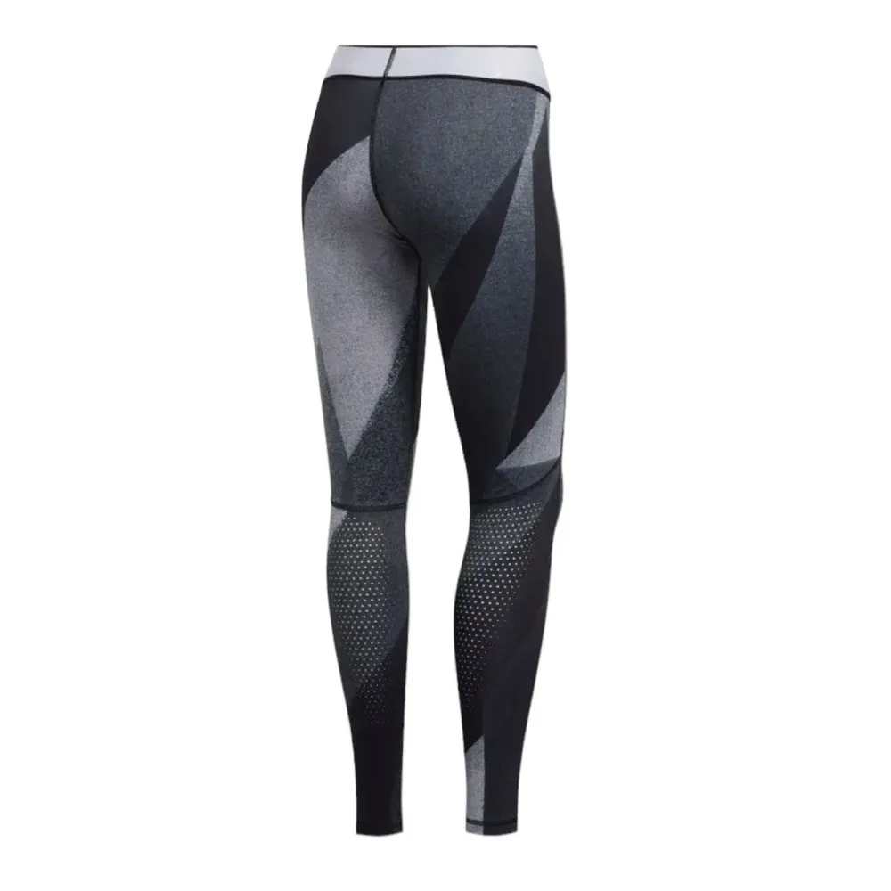 NWT Adidas Alphaskin Long Graphic Training Tights Glory Grey and White - Image 5