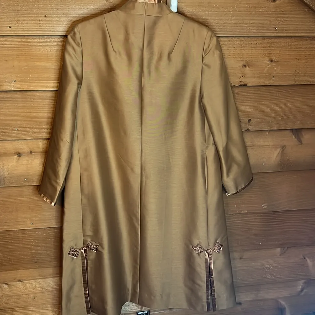 Vintage Hong Kong Intricate Custom Maxi Jacket Embroider Tailor Em Danny’s Asia Gold Size M - Image 3