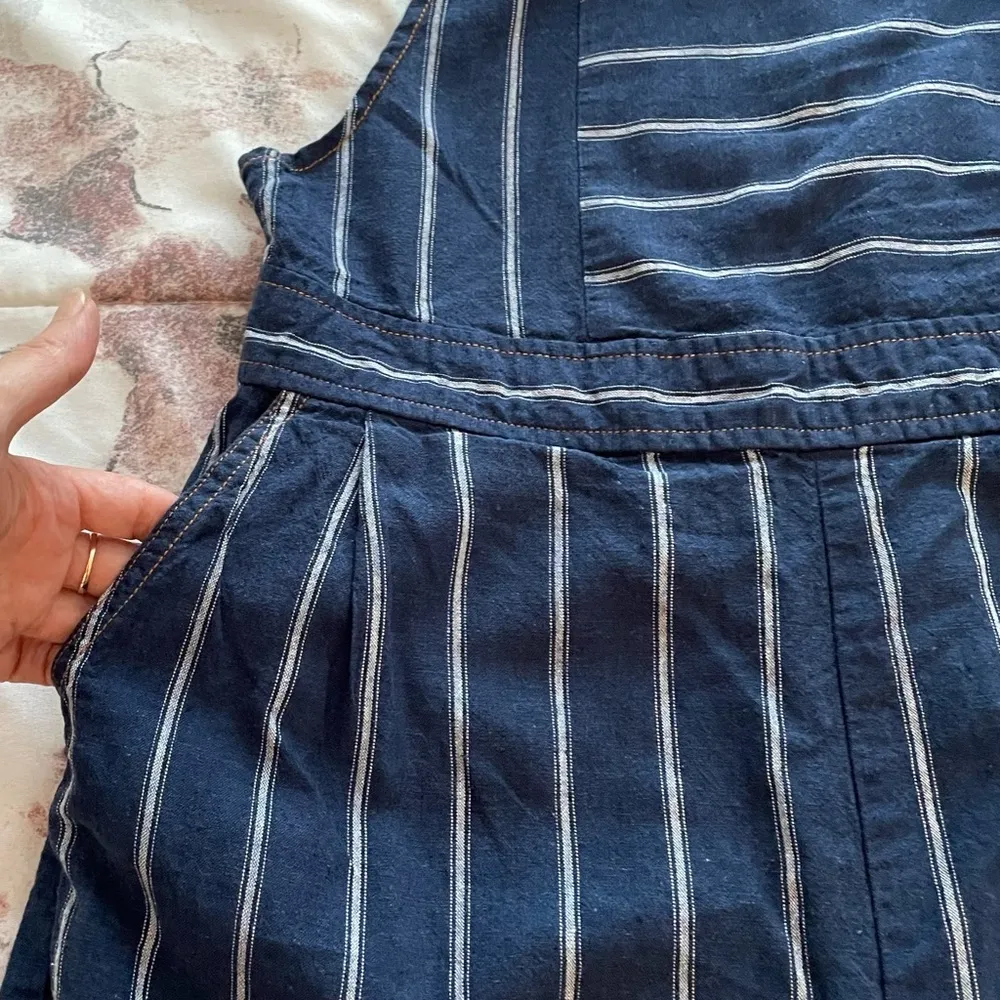 Ten Sixty Sherman Jiangsu Guosheng pinstriped navy white linen jumpsuit, size XS - Image 5