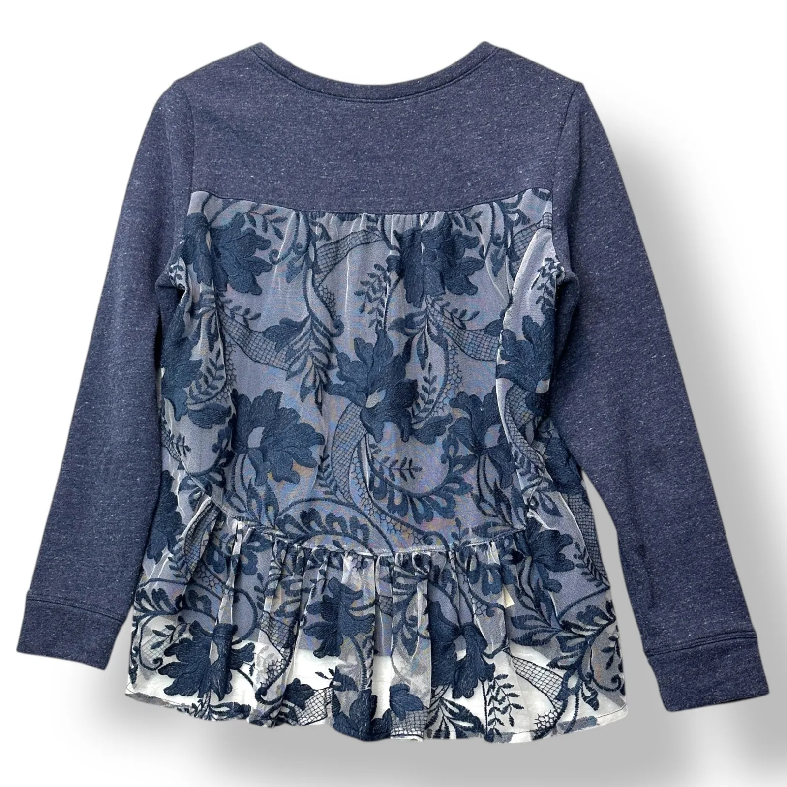 Anthropologie Vanessa Virginia Blue Lace Back Top Women S Romantic Whimsical - Image 4