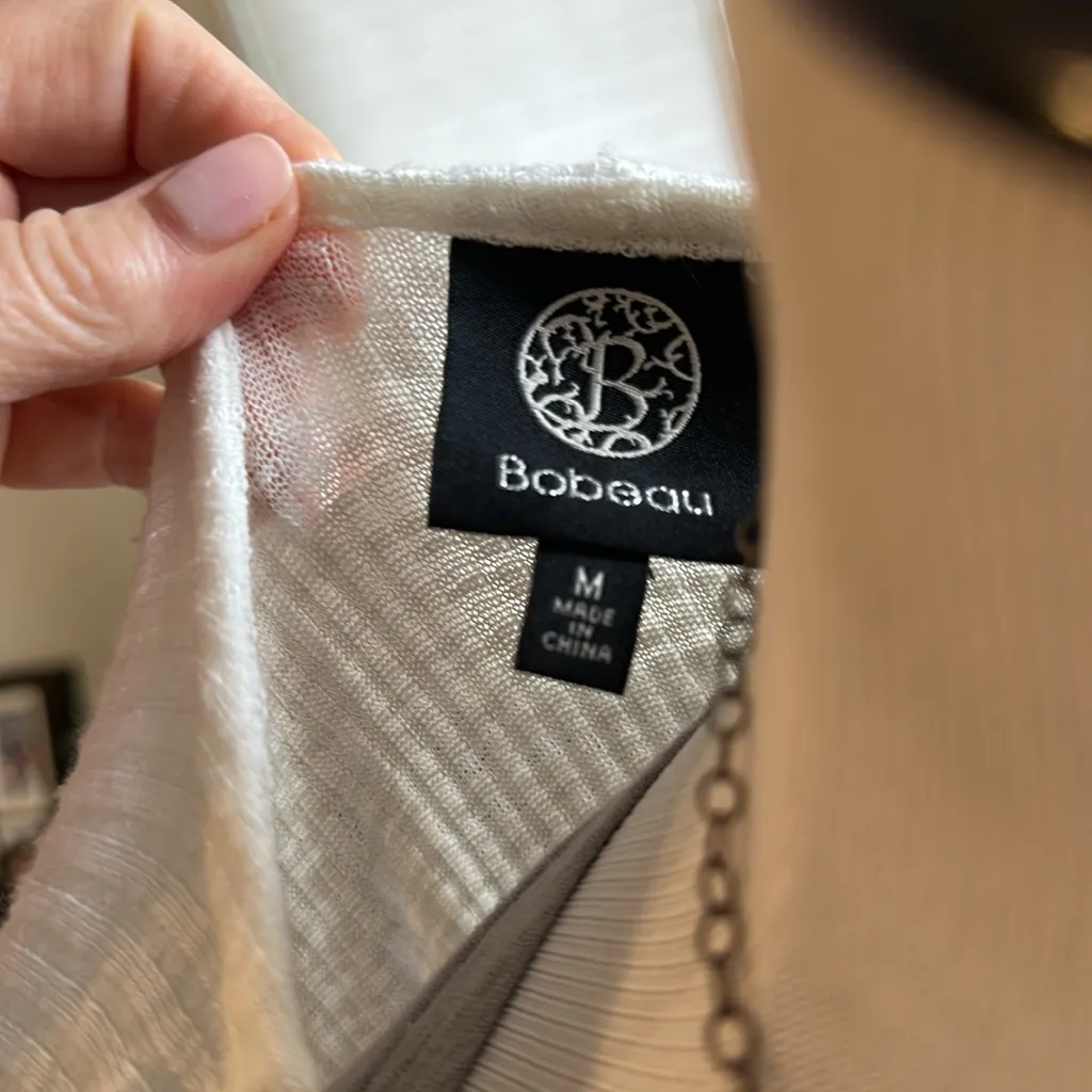 BOBEAU Waterfall Semi-Sheer Open Cardigan, Ivory, Medium, EUC - Image 5