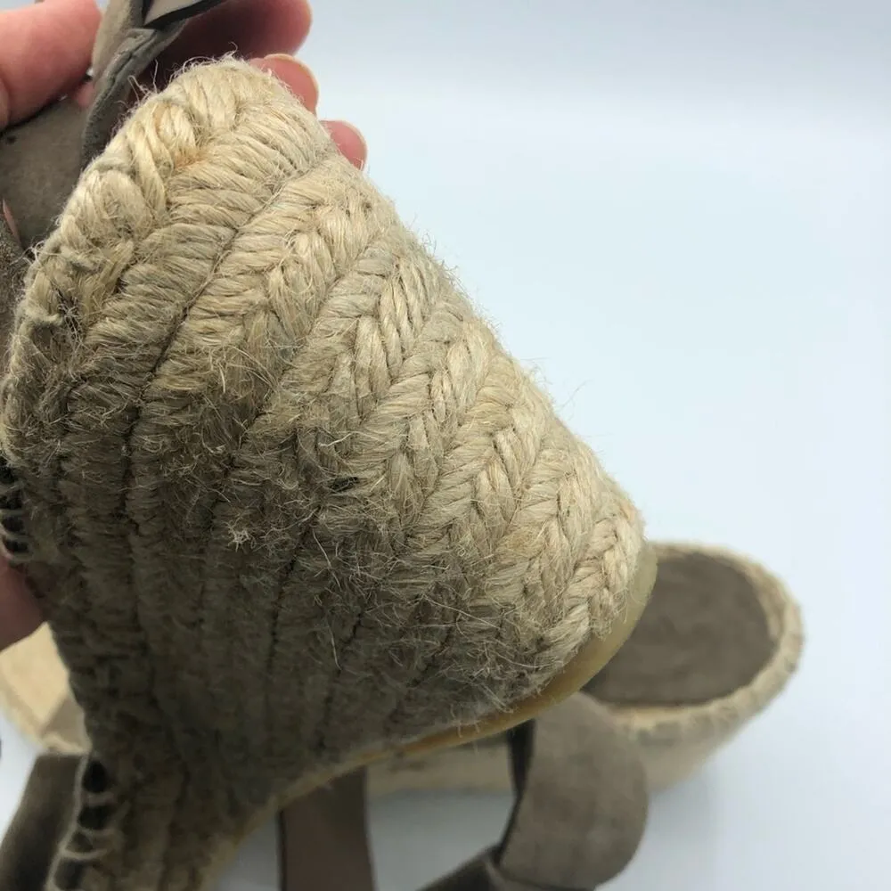 Vince Taupe Leather Espadrille Wedge Sandals Womens 10 Strappy Beachy Casual - Image 3