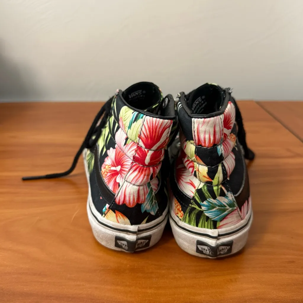 Vans Sk8 High Top Hawaiian Hibiscus Print Floral Tropical Sneaker Skate Shoe W6 - Image 2