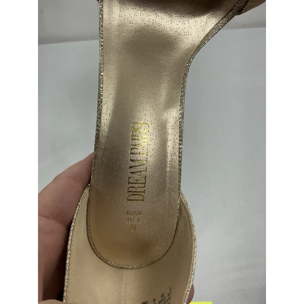 Womans Excellent Cond. Dream Pairs Strappy Platform Sandals Size 8 Gold Glitter - Image 7