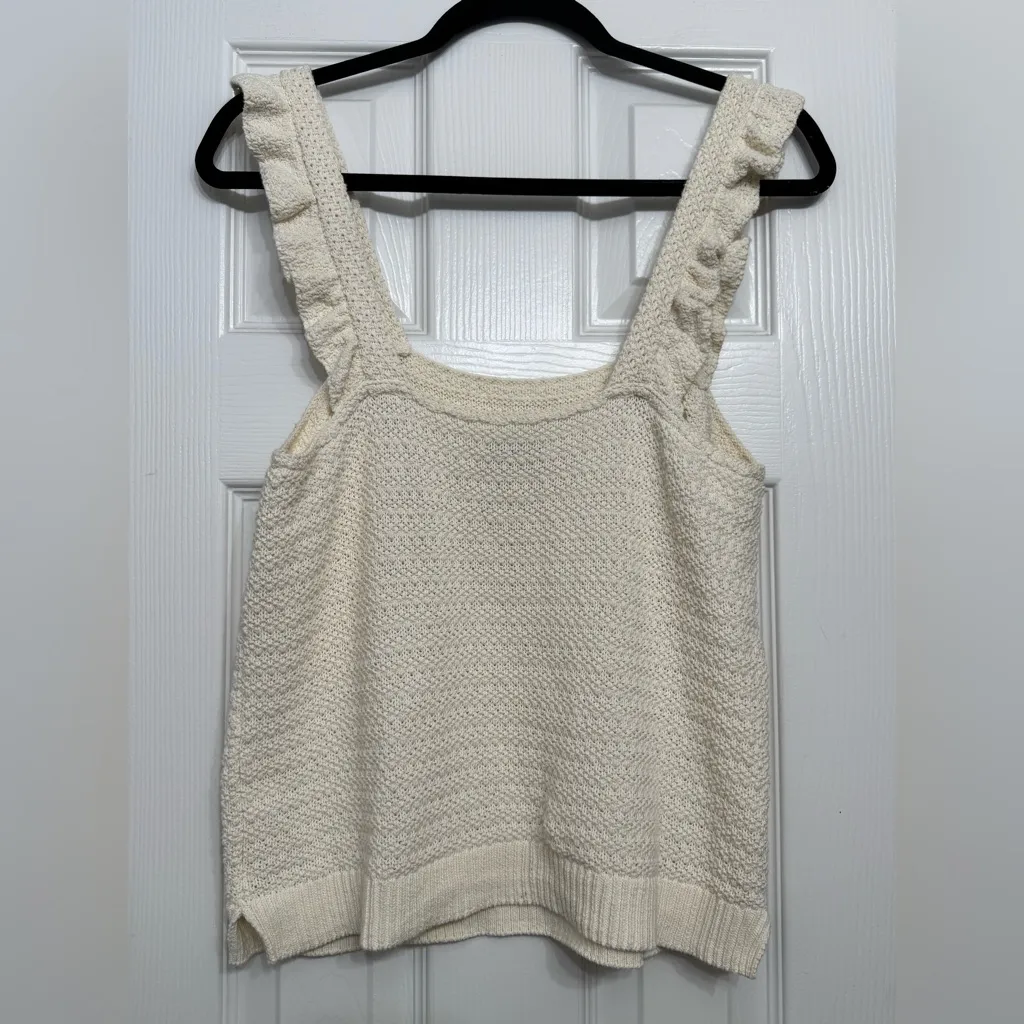 Madewell Crocheted Ruffle-Strap Sweater Tank - Image 4