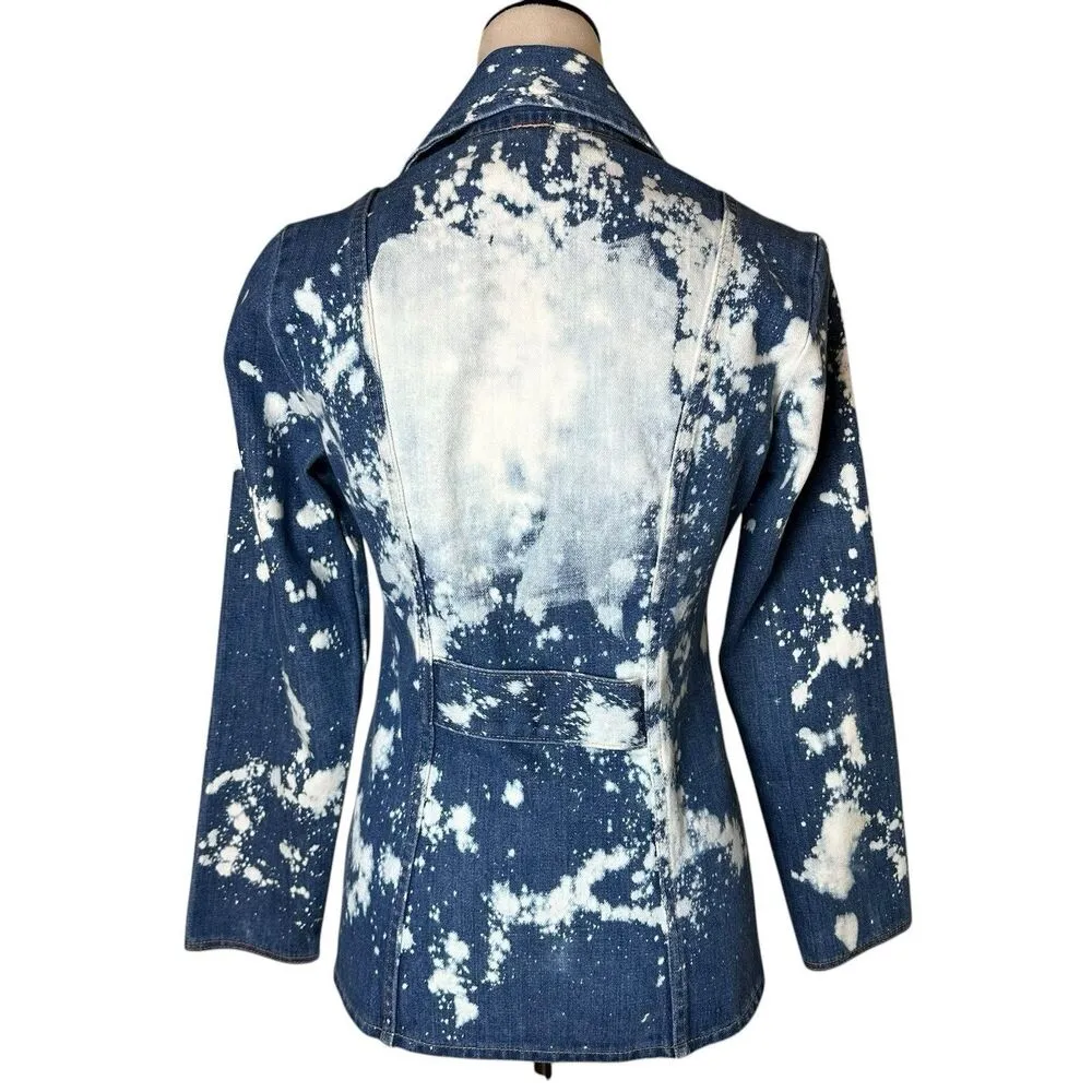 Vintage Wrangler Bleached Denim Blazer Jacket S | Western Grunge Streetwear - Image 3