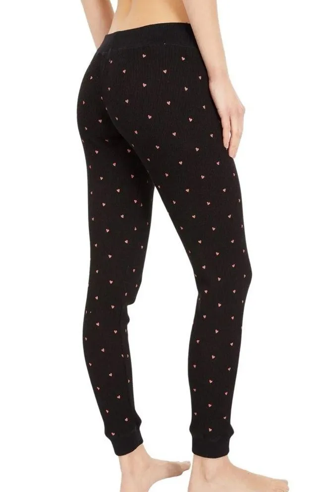 NWT PLUSH REVOLVE Black Red Thermal Heart Pajama + Scrunchie Set Sz M - Image 3