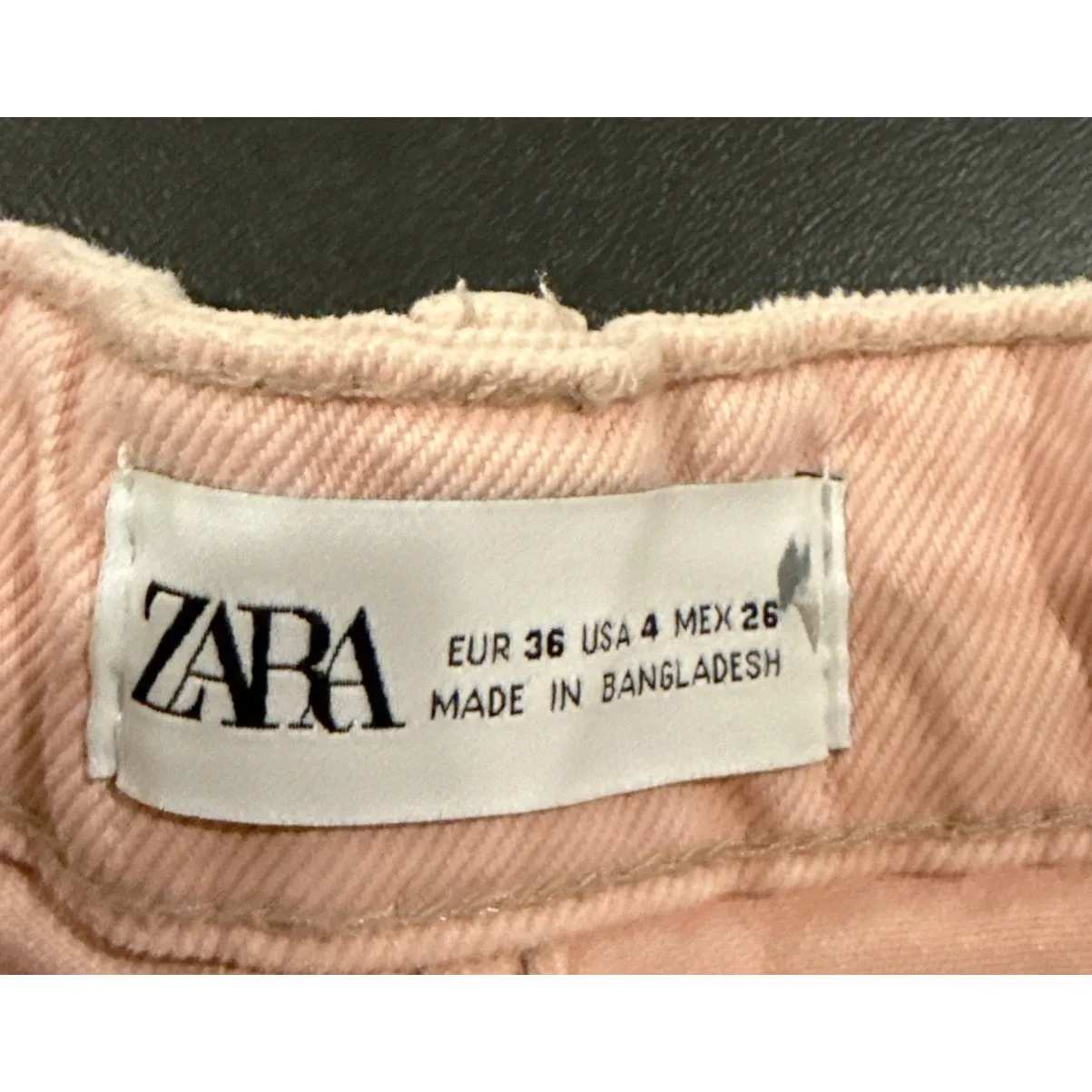 Zara Womens Size 4 Pink Mid Rise Button Fly Denim Jean Shorts Boho Festival - Image 3