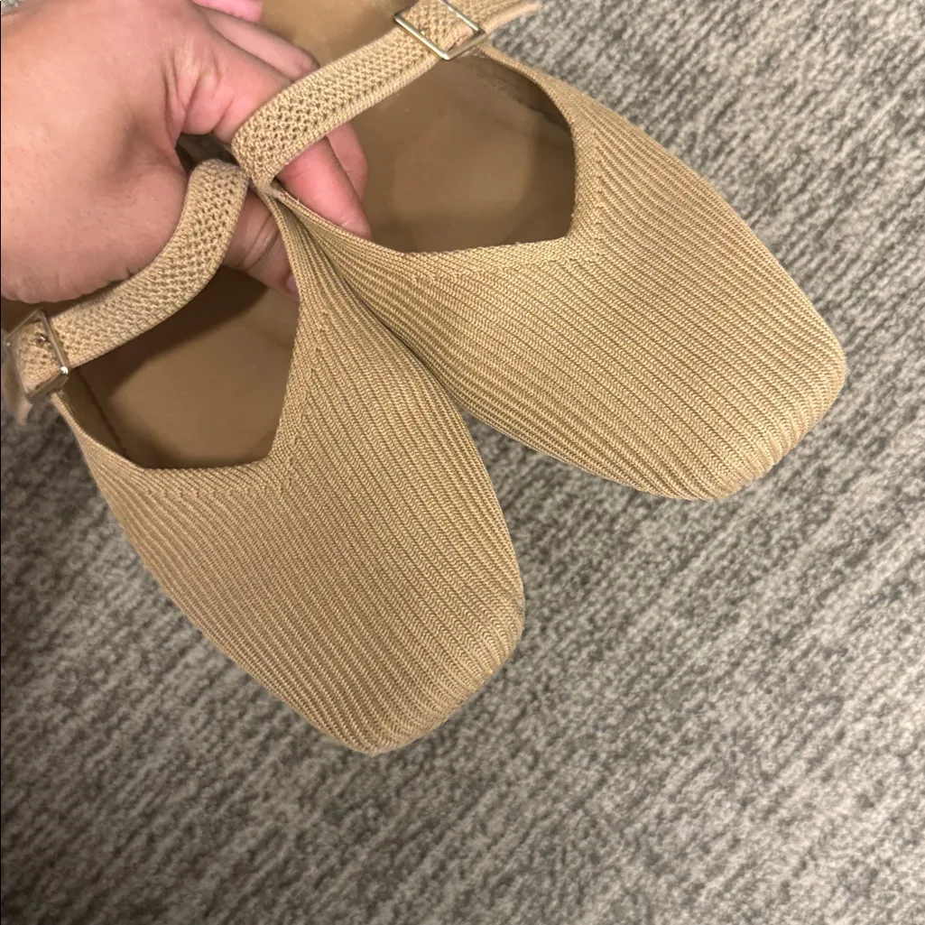 Vivaia Square Toe Mary Jane Flat Size 10 Tan - Image 3