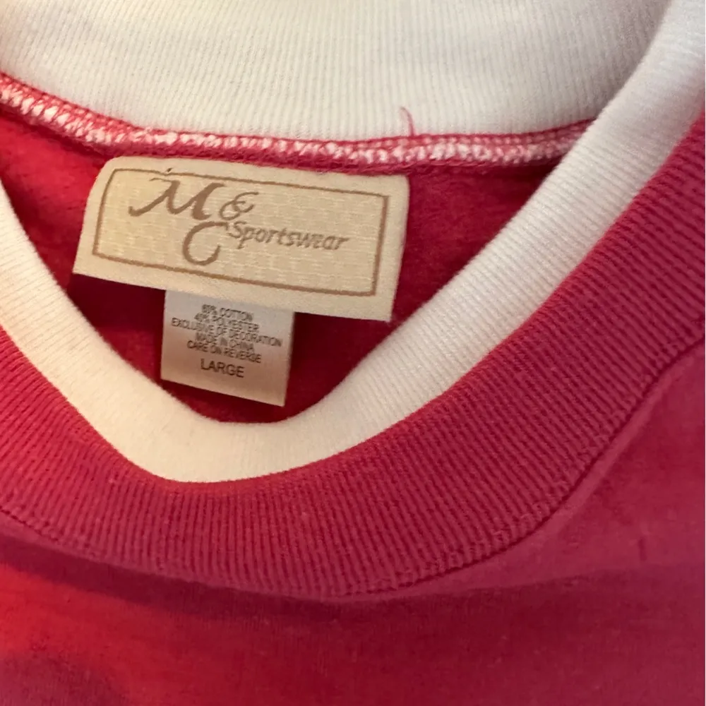 Kitsch Snowman Pink Sweatshirt with Jewels & Double Collar, Size Large - Image 5