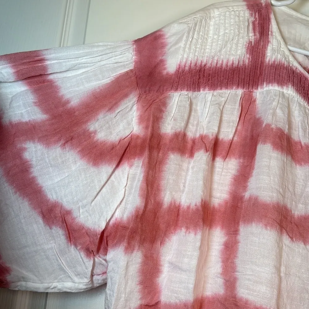 Lucky Brand Wine Tasting Tie Neck Pleated Peasant Blouse Size XL EUC #0541-OC - Image 7