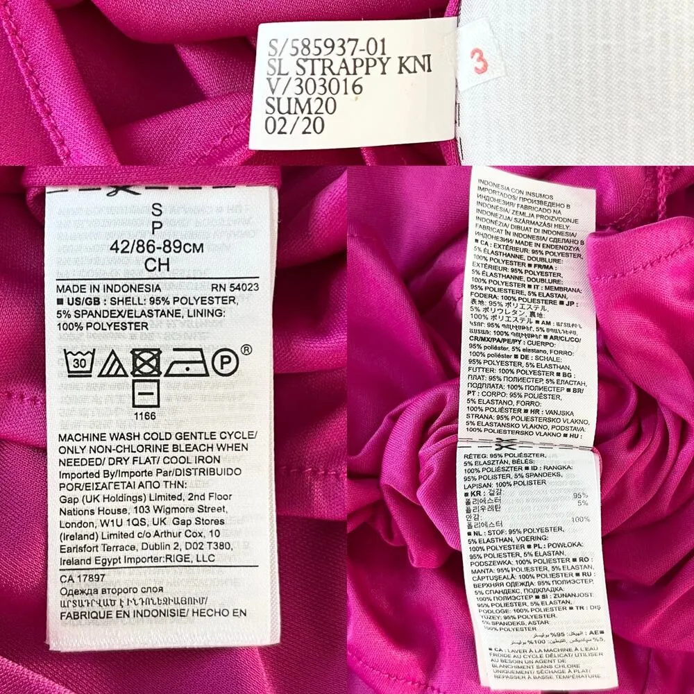 Banana Republic Strappy Dress Fuchsia Small Stretch Tie Lined New - Image 5