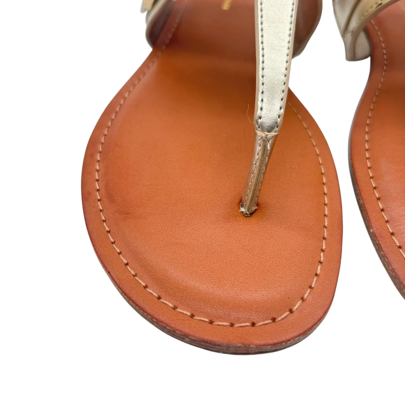 Tommy Hilfiger Thong Sandals Womens 10M Gold Buckle Detail‎ Summer Shoes - Image 5