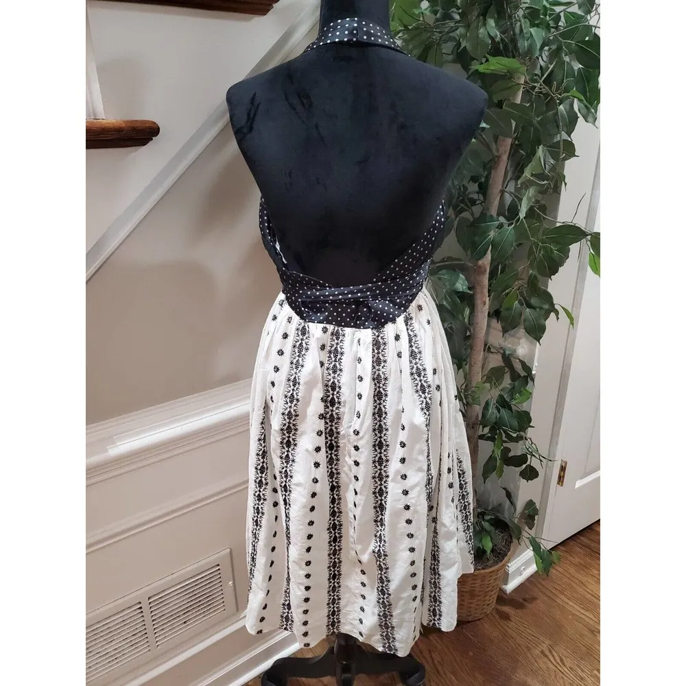 Oc By Oc Womens Black & White Cotton Halter Neck Sleeveless Knee Length Dress 12 - Image 6