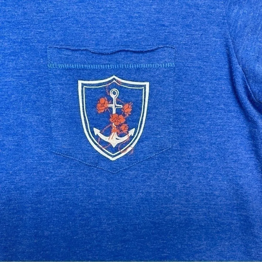 J. Crew Anchor T-shirt Size Large bleach dyed distressed heather blue graphic - Image 6