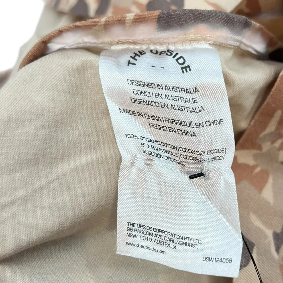 The Upside Henley Rover Utility Jacket Organic Cotton Printed Camo Size L US 10 Orange Size L - Image 17