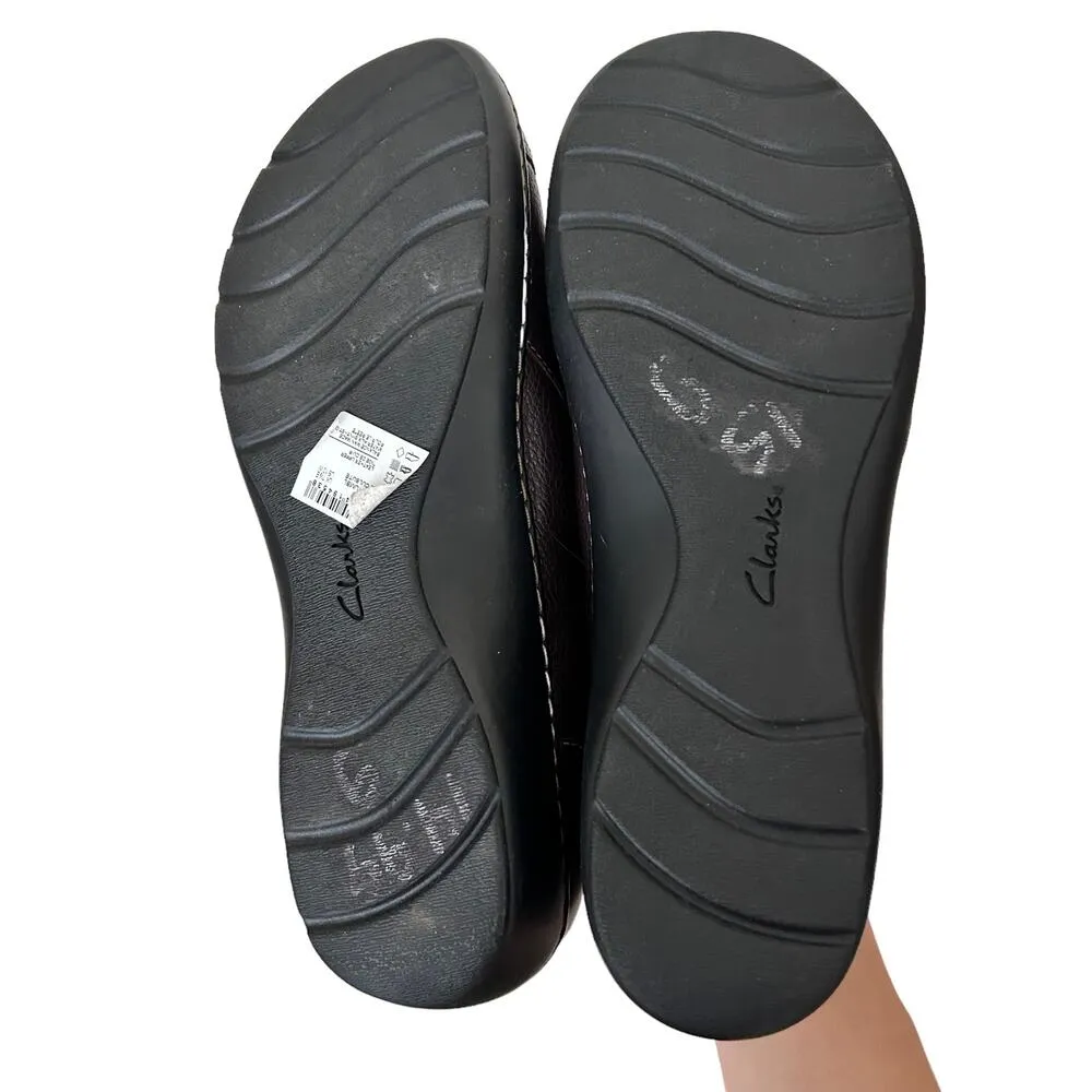 Clarks Cora Giny Brown Leather Loafers Sz 10W - Image 7