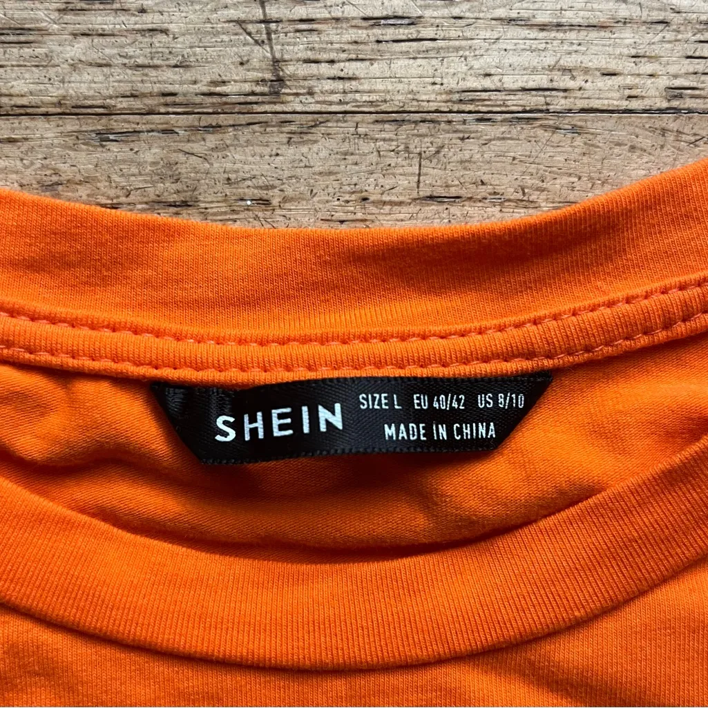 SHEIN Bright Orange Floral Graphic Crop Top - Image 5