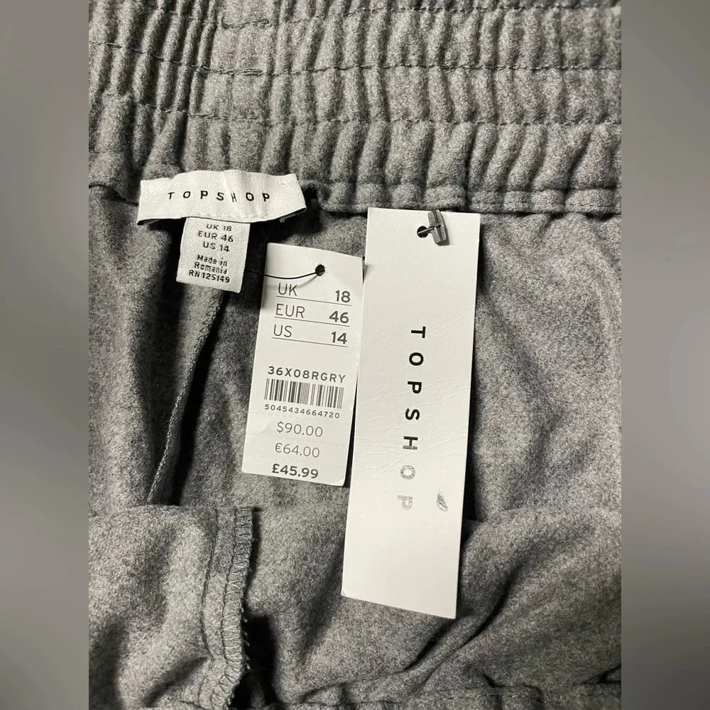 Top Shop Womens Size 14 NWT Grey Pull On High Rise Straight Leg Comfy Sporty - Image 6