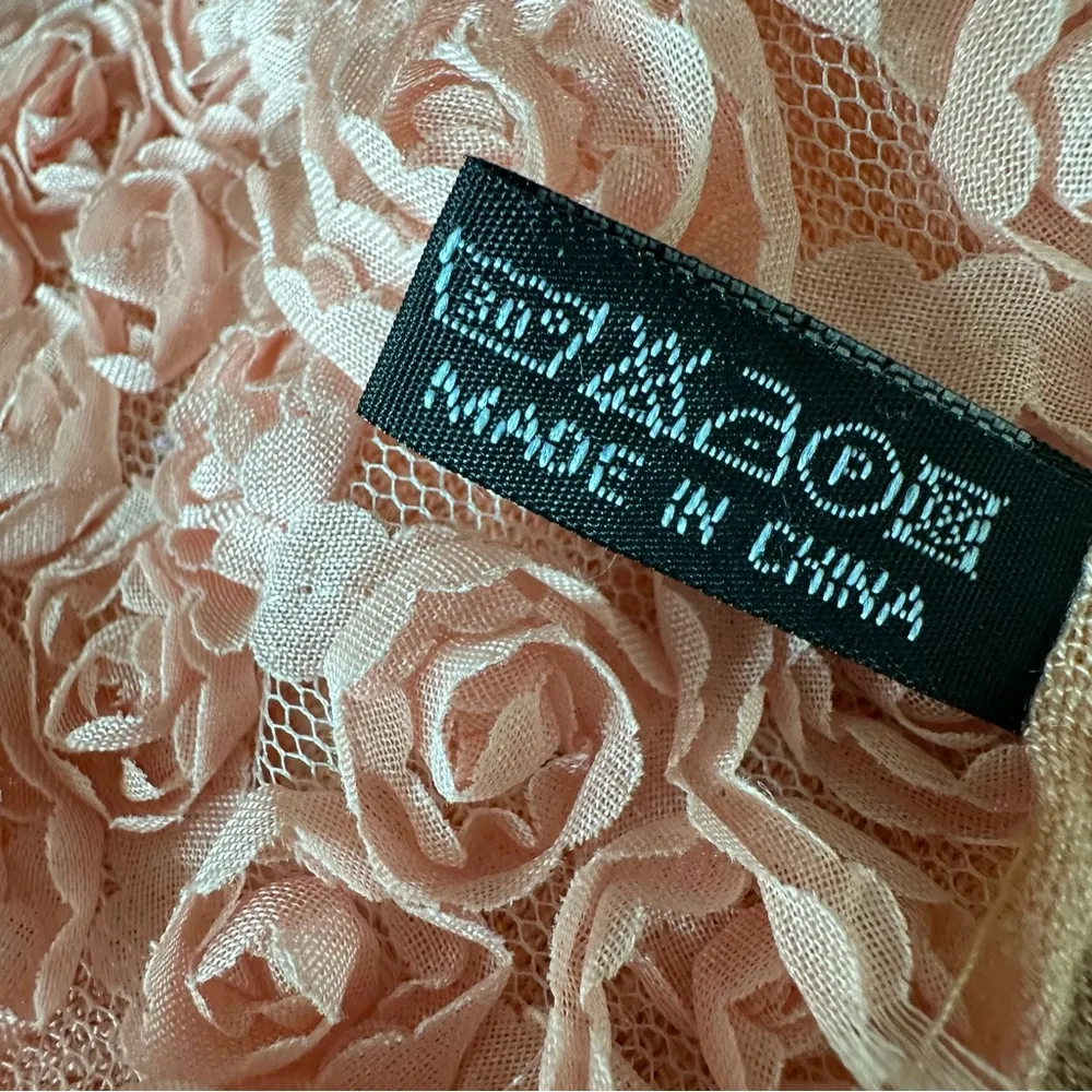 Light Orange Peach Rosette Accent Gauzy Sarong Wrap Scarf 25.5 x 63.5 inches - Image 7