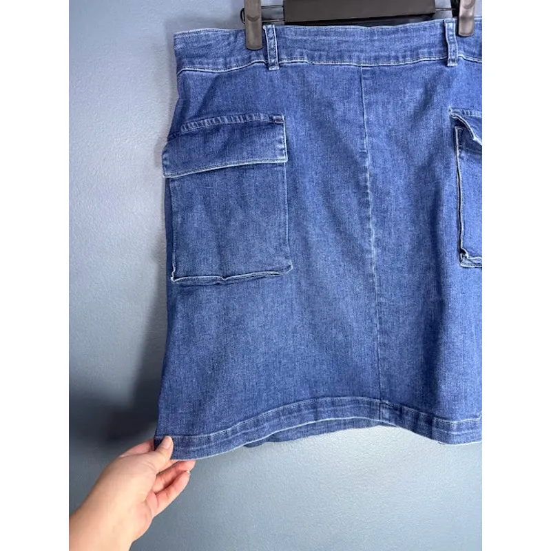 Eloquii Jean Skirt Women's Size 20 Cargo Gorpcore Short Skirt Front Pockets Y2K - Image 3