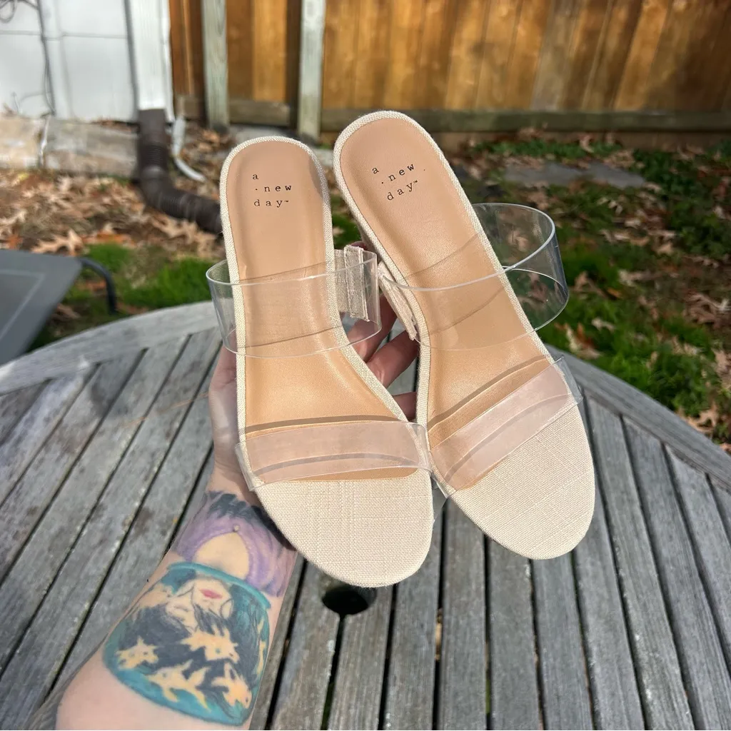 Nwt A New Day Womens Ansel Double Band Open Toe Wedge Heels size 8 summer fall - Image 7