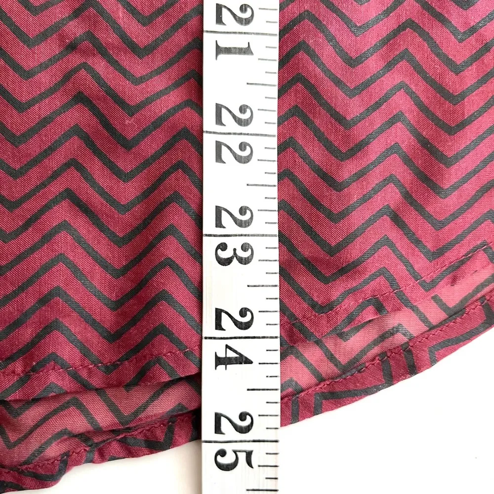 NWT Scotch & Soda Long Sleeve Button Up Semi Sheer Shirt Burgundy Black Small - Image 9