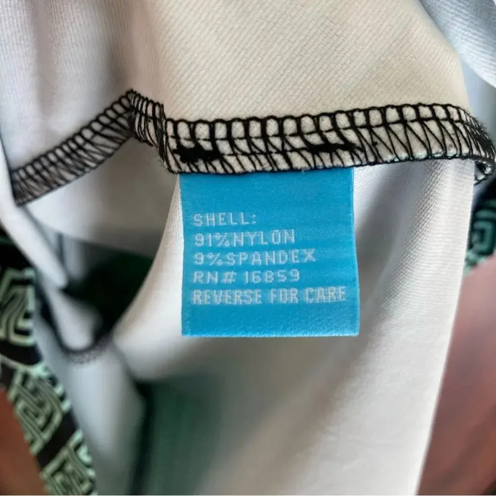 J MCLAUGHLIN Greek Key Mint & Navy Sheath Dress Catalina Cloth Size XS - Image 6