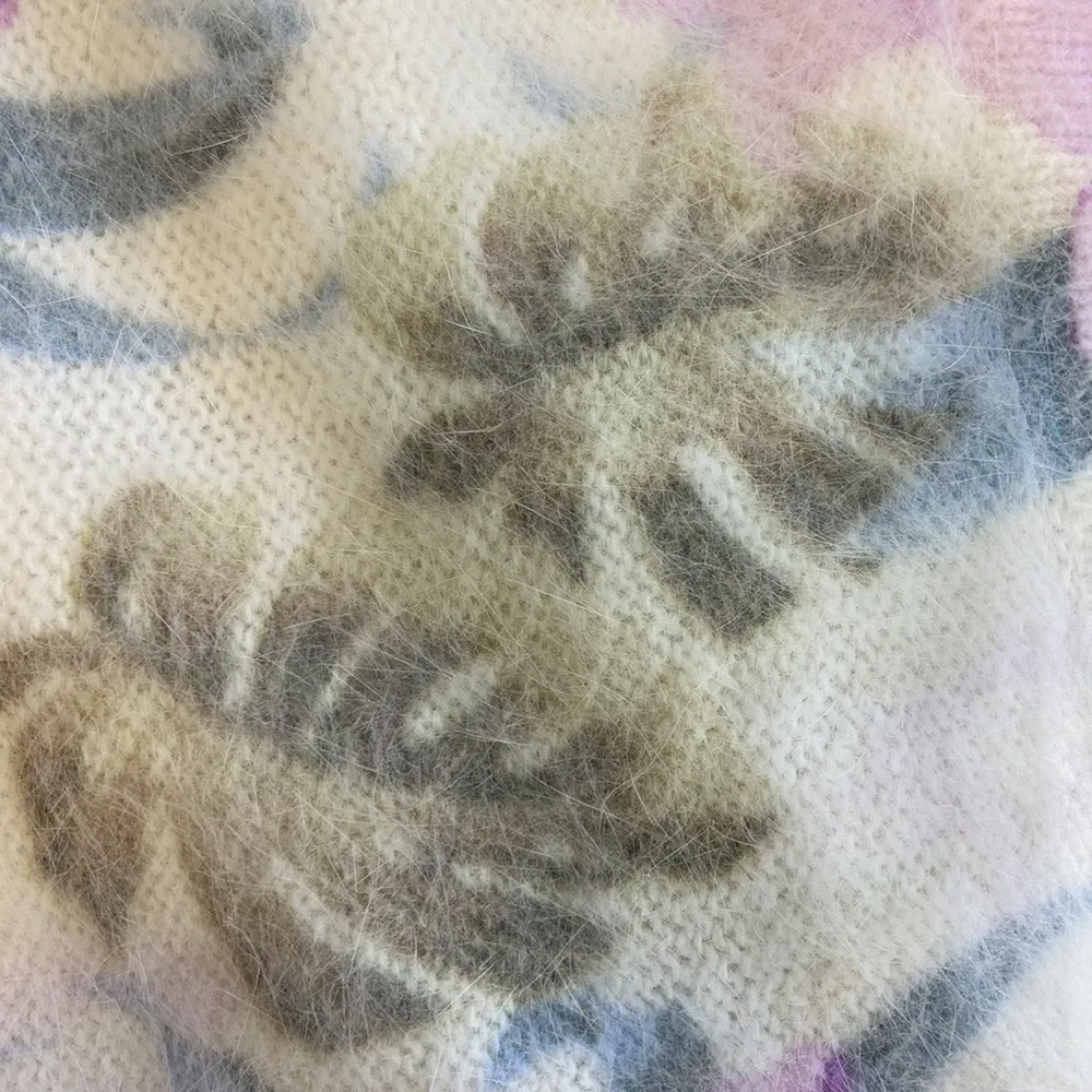 Lee Sands Women’s Orchid and Monstera Print Angora Cardigan Sweater Size 1X NWT - Image 5