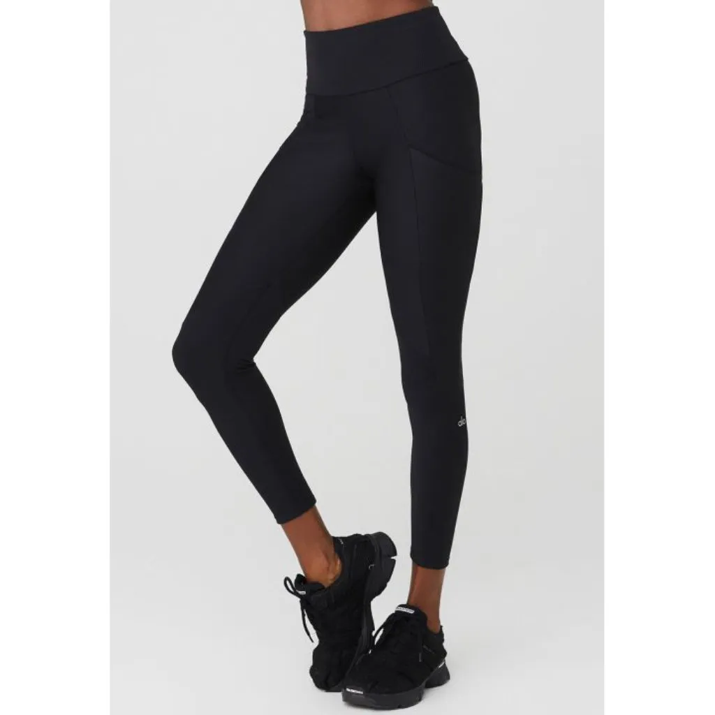 Alo Ribbed Airlift High-Waist 7/8 Enchanted Leggings Pockets Hi-Rise Skinny Pant - Image 5